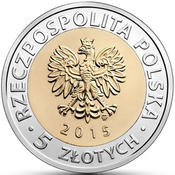 Awers okolicznościowej monety 5 złotych w temacie "Kanał Bydgoski"